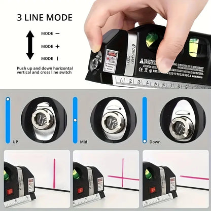 Livello Laser a Linee Crociate | Kit Multiuso con Nastro Metrico 8 Piedi | per Allineamento e Misurazione