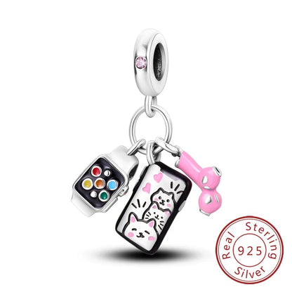 Ciondoli Argento 925 - Fiocco, Bottiglietta Profumo Rosa, Charm Femminili per Bracciali Fai-Da-TeDolci e raffinati, perfetti per creare gioielli unici. Regalo ideale per donne e ragazze!