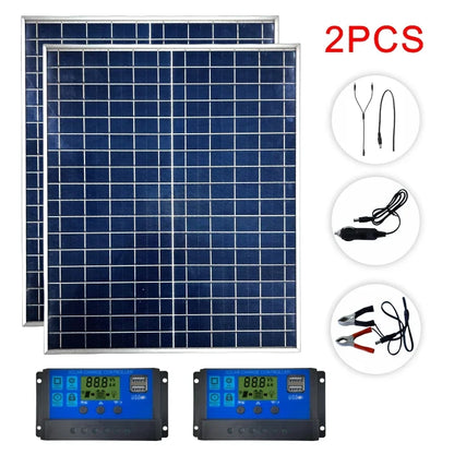 Pannello Solare 50W/100W 12V - IP65 Impermeabile con Controller 100A e USB