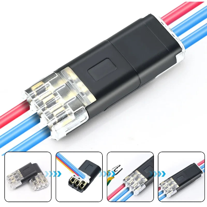 Connettori Rapidi LED D3 | Senza Saldatura e Spelatura | a 3 Fili Ingresso/Uscita | per Collegamenti Elettrici Veloce
