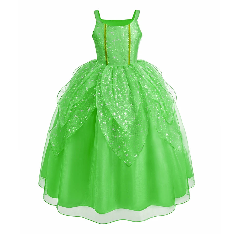 Abito Principessa per Bambine - Costume Elsa, Anna, Jasmine, Rapunzel per Feste e Carnevale