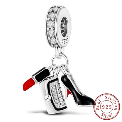 Ciondoli Argento 925 - Fiocco, Bottiglietta Profumo Rosa, Charm Femminili per Bracciali Fai-Da-TeDolci e raffinati, perfetti per creare gioielli unici. Regalo ideale per donne e ragazze!