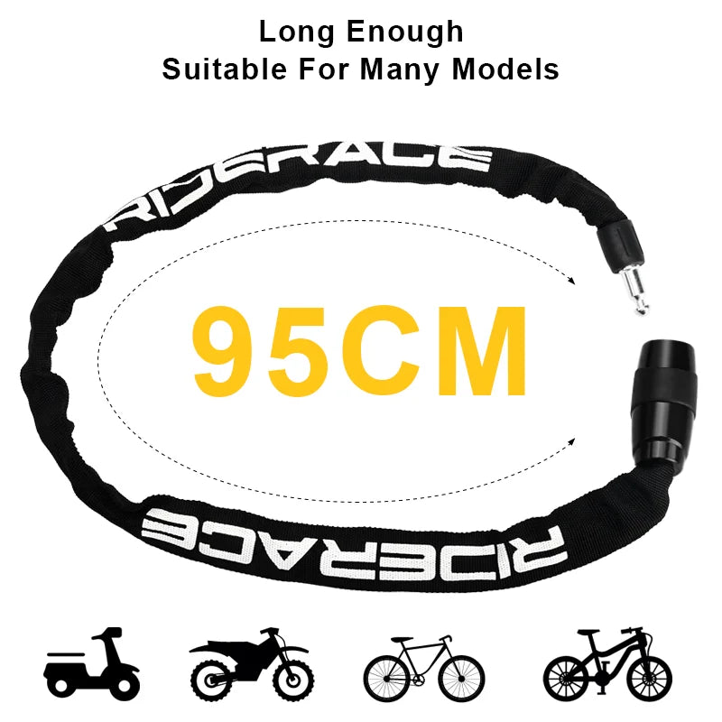 Lucchetto Catena RIDERACE per Bici/Scooter - Antifurto Alta Sicurezza con 2 Chiavi