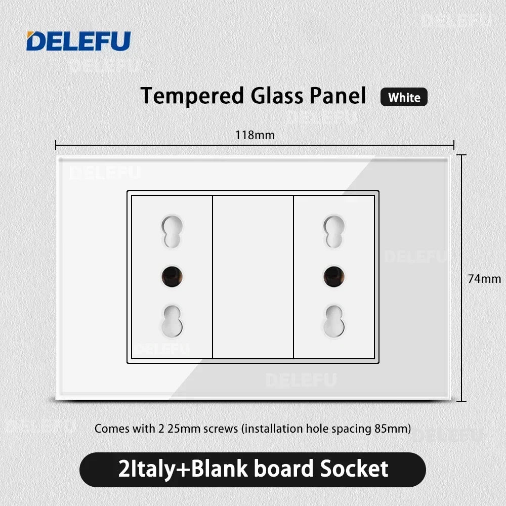 ⚡ Presa Muro Smart DELEFU - Vetro Temperato Bianco, USB Type-C, Ricarica Rapida 20W, Compatibile con Schuko Italia