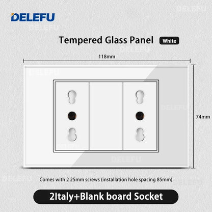 ⚡ Presa Muro Smart DELEFU - Vetro Temperato Bianco, USB Type-C, Ricarica Rapida 20W, Compatibile con Schuko Italia