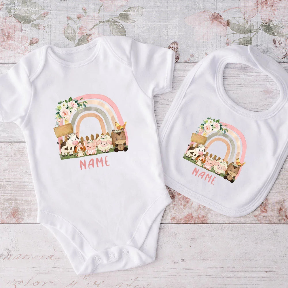 Set Bavaglino e Body Personalizzati con Nome Regalo Per Neonati