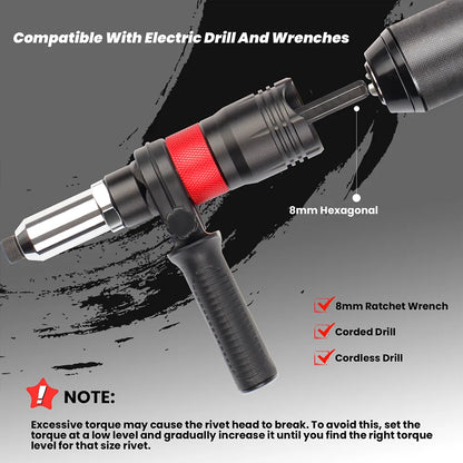 🔧 Rivettatrice Elettrica Senza Fili 6 in 1 - Adattatore per Trapano con 5 Misure (2.4-6.4mm)