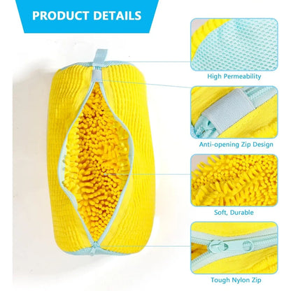 Sacco Lavatrice per Scarpe - Giallo con Cerniera Blu - Protettivo per Sneakers e Scarpe