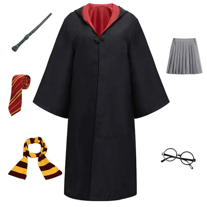 🧙‍♀️ Costume da Mago per Donne e Ragazze - Mantello e Toga Stile Scuola di Magia, Per Halloween e Cosplay!