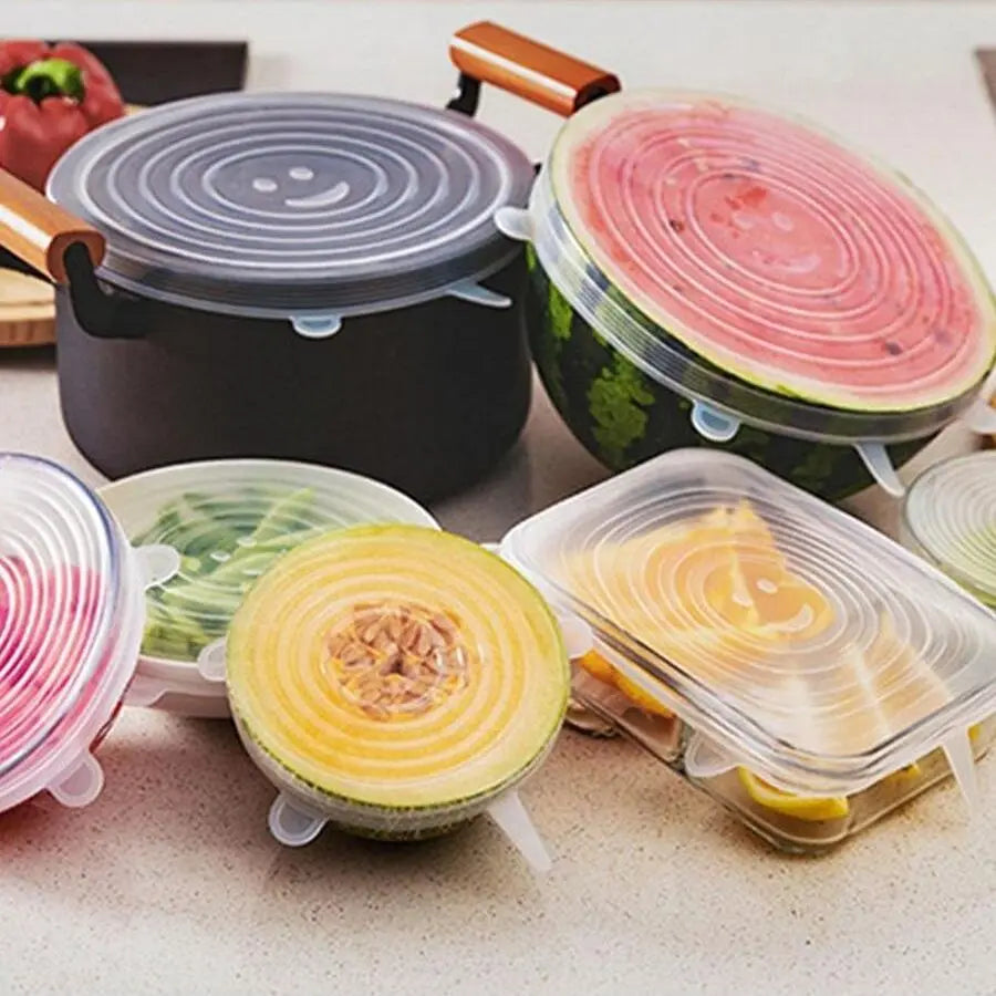 Coperchi in Silicone Elastici - Per Frigo, Ciotole e Piatti (6 Pezzi)