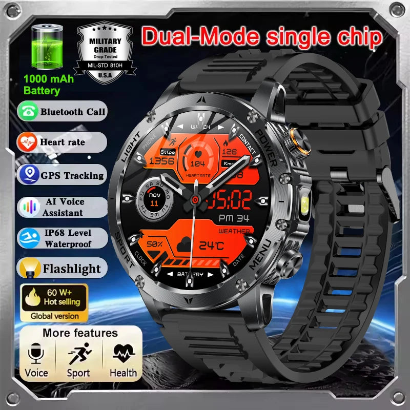 Smartwatch Militare T-Rex 3 Ultra 2026 | Batteria 1000mAh | IP68 GPS | Chiamate Bluetooth Sport