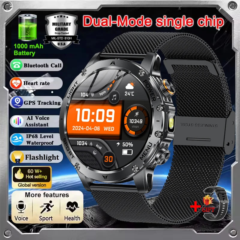 Smartwatch Militare T-Rex 3 Ultra 2026 | Batteria 1000mAh | IP68 GPS | Chiamate Bluetooth Sport