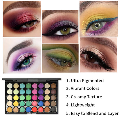 Palette Ombretti 40 Colori - Opachi & Lucidi, Terre Naturali - Trucco  a Lunga Durata, Antisbavature