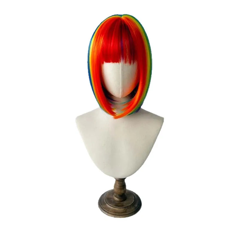 🌈 Parrucca Arcobaleno Bob Sintetica - Per Feste, Halloween e Cosplay!
Frangia colorata e effetto wow! Perfetta per ballare e stupire. 🎉✨