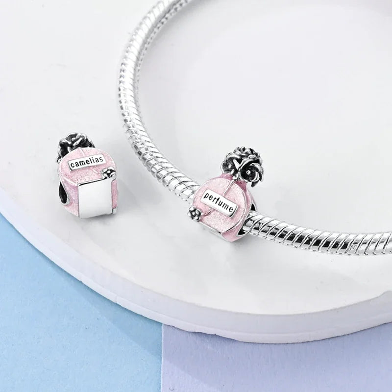 Ciondoli Argento 925 - Fiocco, Bottiglietta Profumo Rosa, Charm Femminili per Bracciali Fai-Da-TeDolci e raffinati, perfetti per creare gioielli unici. Regalo ideale per donne e ragazze!