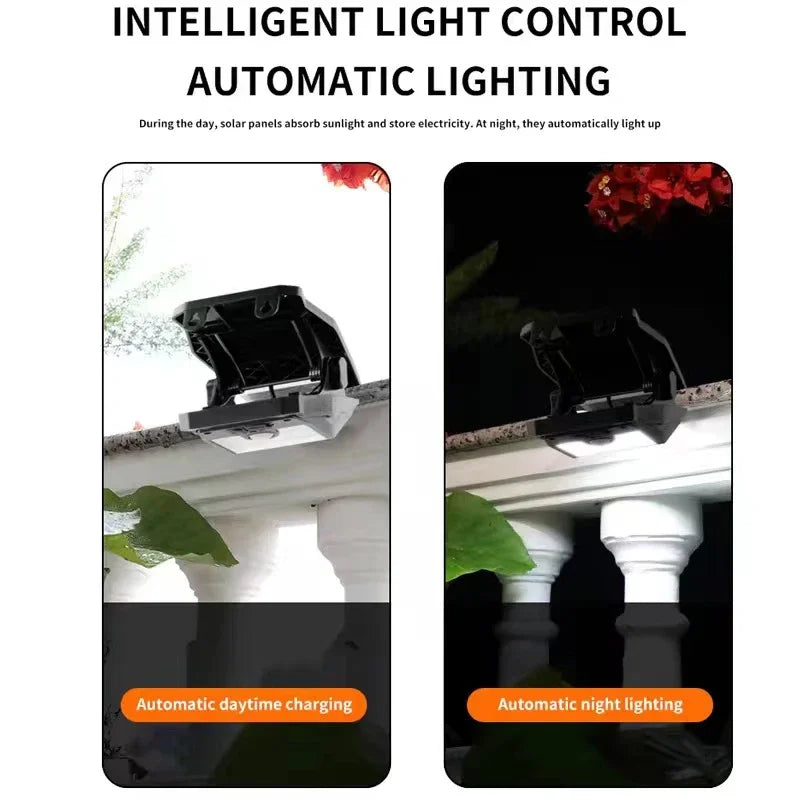 Luce Solare di Sicurezza con Sensore di Movimento | Clip Super Luminosa, IP65 Impermeabile | Lampada da Esterno per Giardino, Campeggio, Recinzione