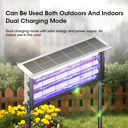 Lampada Antizanzare Solare 10W da Esterno Ad Alta Tensione, Impermeabile, Ampia Area Trappola per Insetti per Giardino, Patio, Cortile