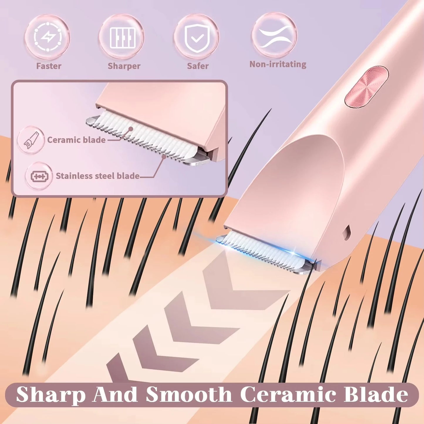 Depilatore Elettrico Femminile Ricaricabile | Doppia Testa Rotante, Design Galleggiante, Batteria 400mAh, Ricarica USB-C | per Viso, Bikini, Ascelle, Gambe