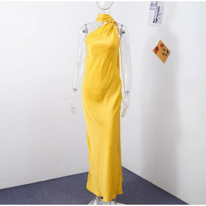 ABITO LUNGO ELEGANTE DONNA – Stile Senza Spalle con Schiena Nuda, Perfetto per l’Estate 2025!
