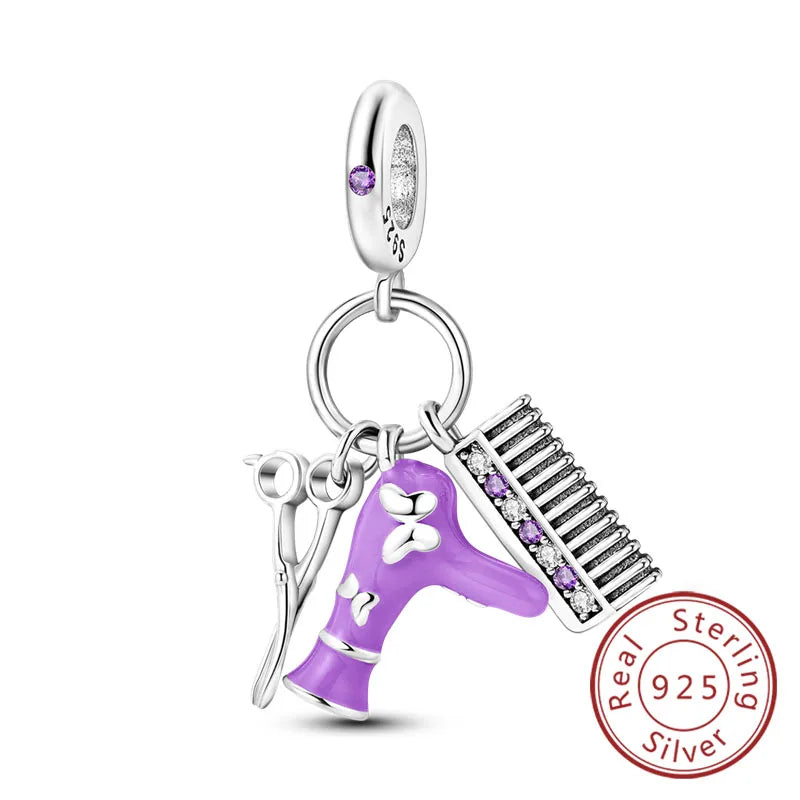 Ciondoli Argento 925 - Fiocco, Bottiglietta Profumo Rosa, Charm Femminili per Bracciali Fai-Da-TeDolci e raffinati, perfetti per creare gioielli unici. Regalo ideale per donne e ragazze!