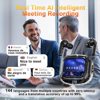 Auricolari Traduzione Intelligente - Schermo Touch, 144 Lingue, Cancellazione Rumore