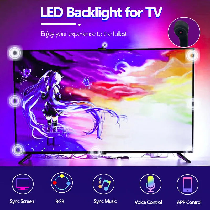 Luce Ambiente Sincronizzazione TV/Schermo, APP Control, Effetti Musicali
