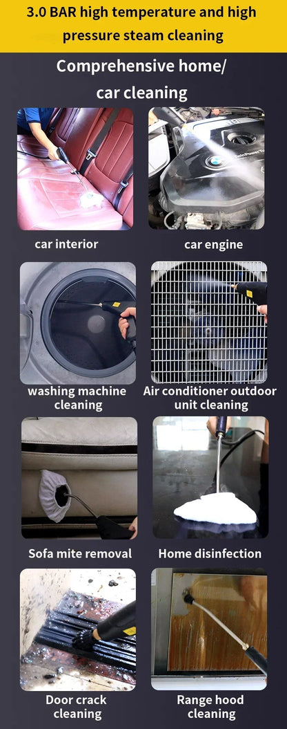 Pulitore a Vapore Portatile Sterilizza Auto, Divani Cucina Condizionamento 105°C