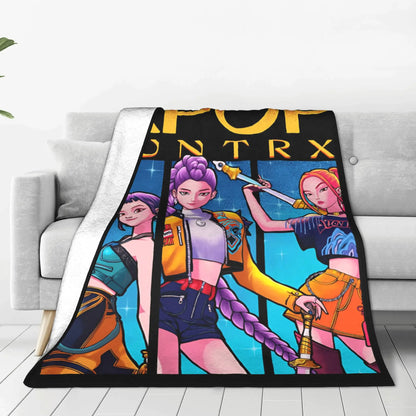 Coperta KPop Demon Hunters 100% Poliestere Peluche, 150x100cm, Inverno Regalo Natale