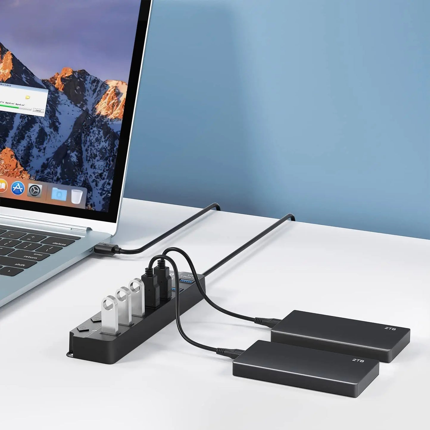 Hub USB 3.0 4/7 Porte con Interruttore e LED | Cavo 100cm, 5Gbps, Alimentato da BUS | Multi Splitter per Computer, Laptop, PC