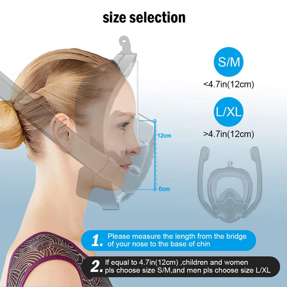 Maschera Snorkeling Panoramica 180° - Antiappannamento, Dry Top, 2 Snorkel