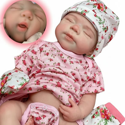 Bambola Reborn 45cm Bocca Aperta, Silicone Lavabile | Pelle 3D Ultra Realistica
