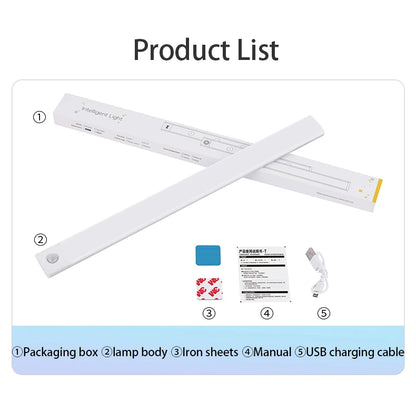 Luce Armadio a Sensore di Movimento Ricaricabile | LED Adesiva Autonoma 10-50cm | per Interni Cucina Guardaroba