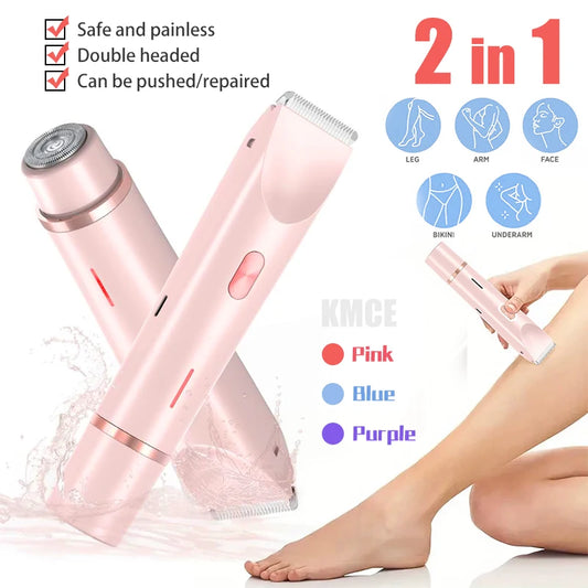 Depilatore Elettrico Femminile Ricaricabile | Doppia Testa Rotante, Design Galleggiante, Batteria 400mAh, Ricarica USB-C | per Viso, Bikini, Ascelle, Gambe