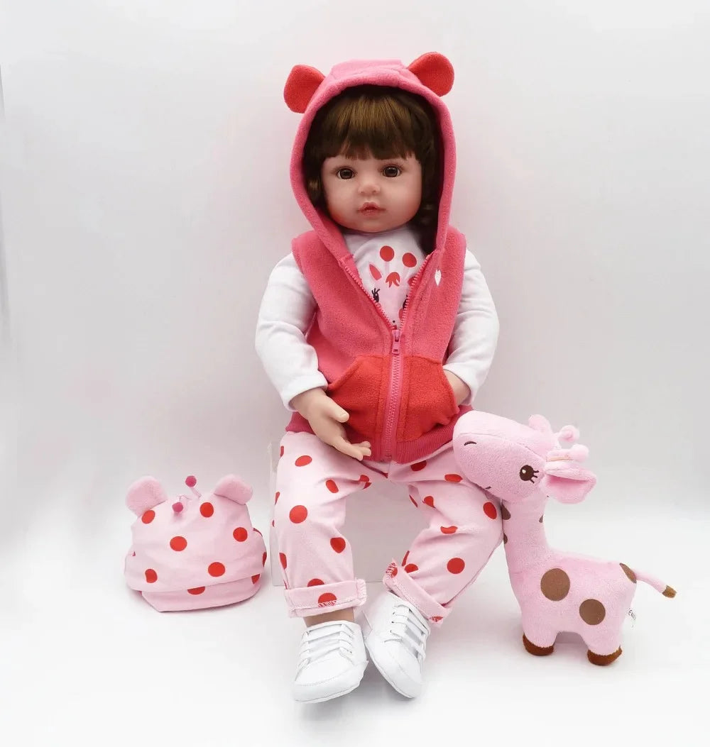 Bambola Reborn Corpo Morbidissimo Con Peluche Giraffa