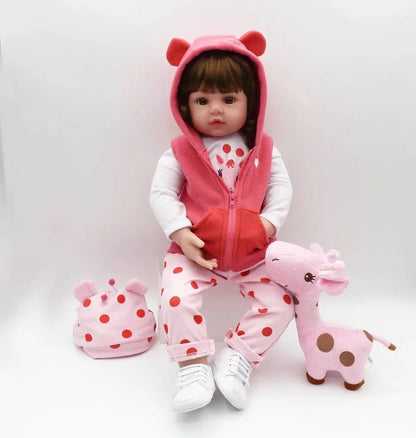 Bambola Reborn Corpo Morbidissimo Con Peluche Giraffa