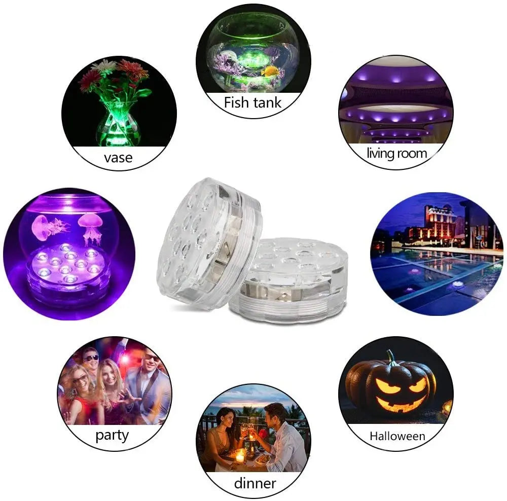 Luci LED Sommergibili a Batteria con Telecomando Subacquee per Vasca, Idromassaggio, Spa, Piscina, Fontana, Acquario