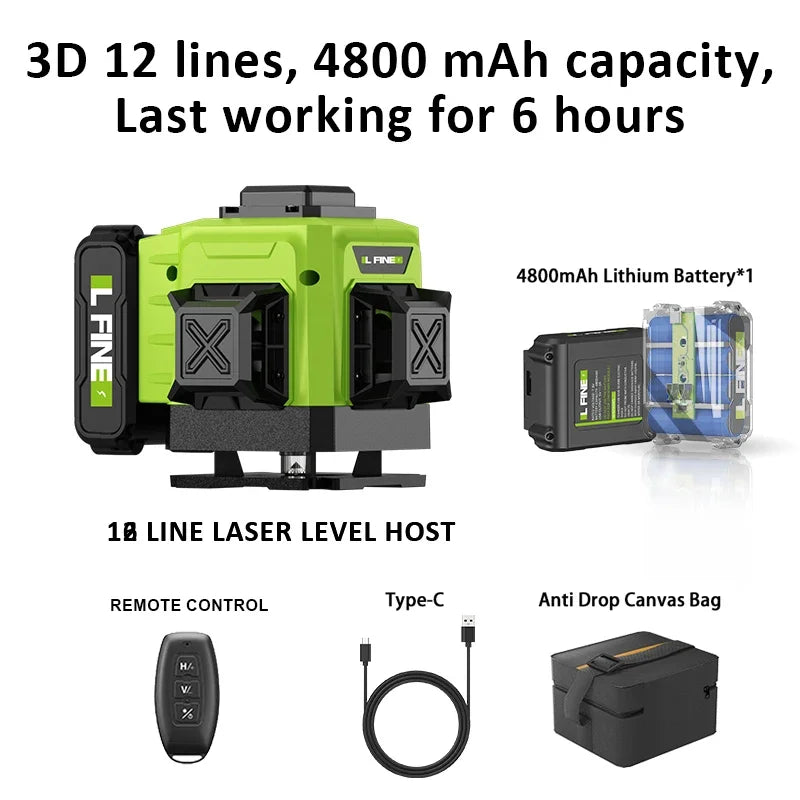 Livello Laser Professionale 16 Linee - 360° Autolivellante + Telecomando