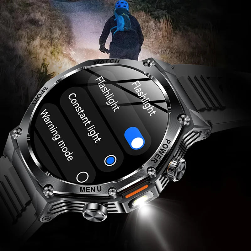 Smartwatch Sportivo Outdoor 2026 | Batteria 800mAh, Schermo AMOLED 1.8", Torcia LED, Bluetooth 5.3, GPS, Impermeabile