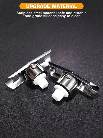 Set 2 Tappi Champagne in Acciaio Inossidabile - Sigillare/Conservare Vino - Regalo Elegante