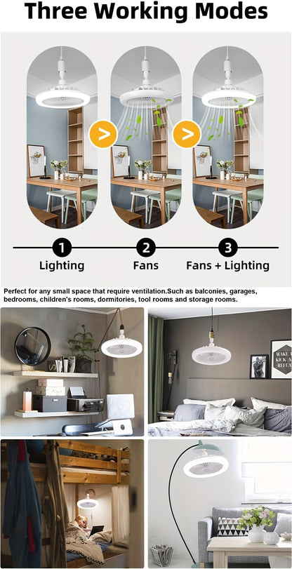 Ventilatore Soffitto LED 10" - 3 Velocità + Luce RGB 3000K-6500K, Telecomando